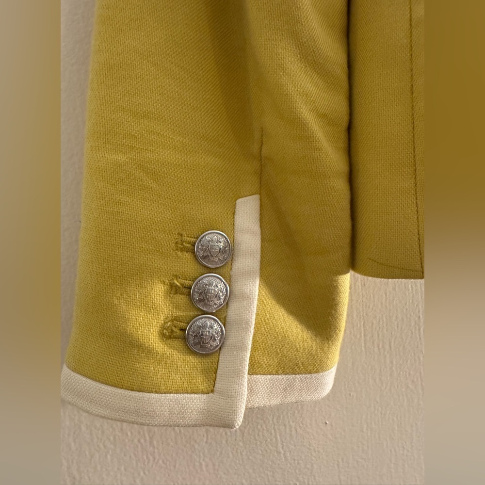 Banana Republic Butter Yellow Chartreuse Contrast Blazer Size 4 - Picture 8 of 11